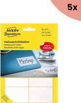 5x Avery etiket Zweckform 54x35mm wit pakje a 224 etiketjes