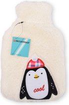 850ml wit Kruik met Liefdevolle Pinguïn Knuffelhoes - Warmwaterkruik voor Baby's - Meyco Baby Uni Kruikenzak - Warmteproducten