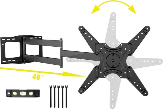 Support Mural TV Inclinable 26-60 Pouces - Long Bras Orientable - Finition Noir