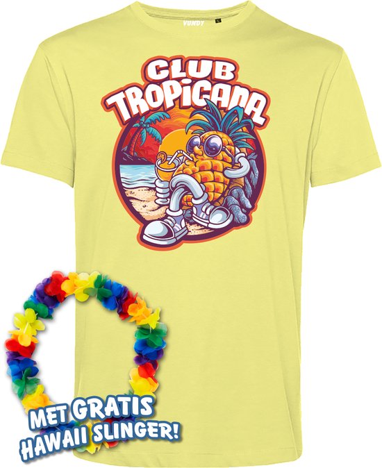 T-shirt Tropical Holiday | Toppers in Concert 2024 | Club Tropicana | Hawaii Shirt | Ibiza Kleding | Lichtgeel | maat XXXL