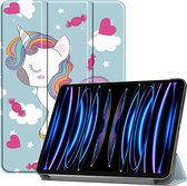 Case2go - Tablet hoes geschikt voor Apple iPad Pro 11 (2024) - Tri-fold hoes - Auto/Wake functie - Eenhoorn