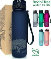 Bouteille d'eau Bodhi Tree - fermeture hygiénique avec ouverture à 1 main - bouteille pour le yoga et le sport - filtre à fruits - Tritan sans BPA - bouteille d'eau - bleu | 1 litre