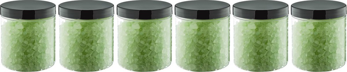 Goedkoopste Badzout Eucalyptus - 300 gram - Pot met zwarte deksel - set van 6 stuks