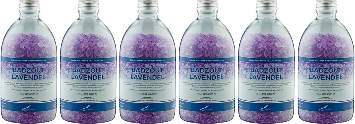 Goedkoopste Claudius Badzout Lavendel - 600 gram - Fles met aluminium dop - Set van 6 stuks