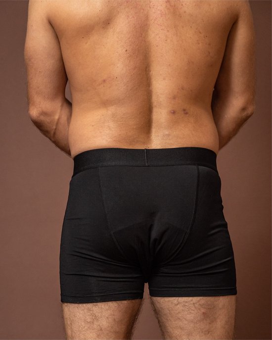 FORVEVO Incontinentie-ondergoed voor heren, zwarte boxershort met beschermpads, wasbaar, herbruikbaar, lekvrij, zwaar absorberend, Zwart, L