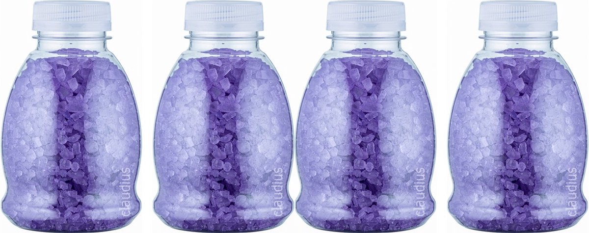 Goedkoopste Claudius Badzout Lavendel - 375 gram - Fles met transparante dop - Set van 4 stuks