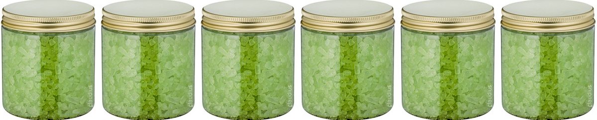 Goedkoopste Badzout Eucalyptus - 300 gram - Pot met gouden deksel - set van 6 stuks