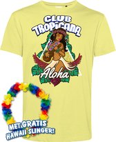 T-shirt Hula Hawaïen Ukulélé | Les meilleurs en concert 2024 | Club Tropicana | Chemise hawaïenne | Vêtements Ibiza | Jaune pâle | taille S