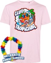 T-shirt Tropical Orange Sunrise | Toppers in Concert 2024 | Club Tropicana | Hawaii Shirt | Ibiza Kleding | Lichtroze | maat XL