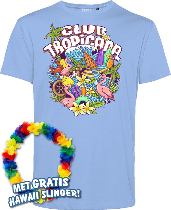 T-shirt Flamingo Summer | Toppers in Concert 2024 | Club Tropicana | Hawaii Shirt | Ibiza Kleding | Lichtblauw | maat M