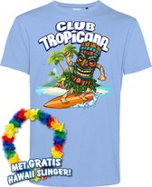 T-shirt Tiki Surfer | Toppers in Concert 2024 | Club Tropicana | Hawaii Shirt | Ibiza Kleding | Lichtblauw | maat L