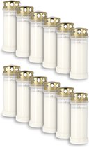 KRISTEN Ambachtelijk 6D Graflicht Voor Buiten - 80 Branduren - Wit - Set 12 Stuks - Voordeelverpakking - Herdenkingslicht, Grafkaars, Gedenkkaars