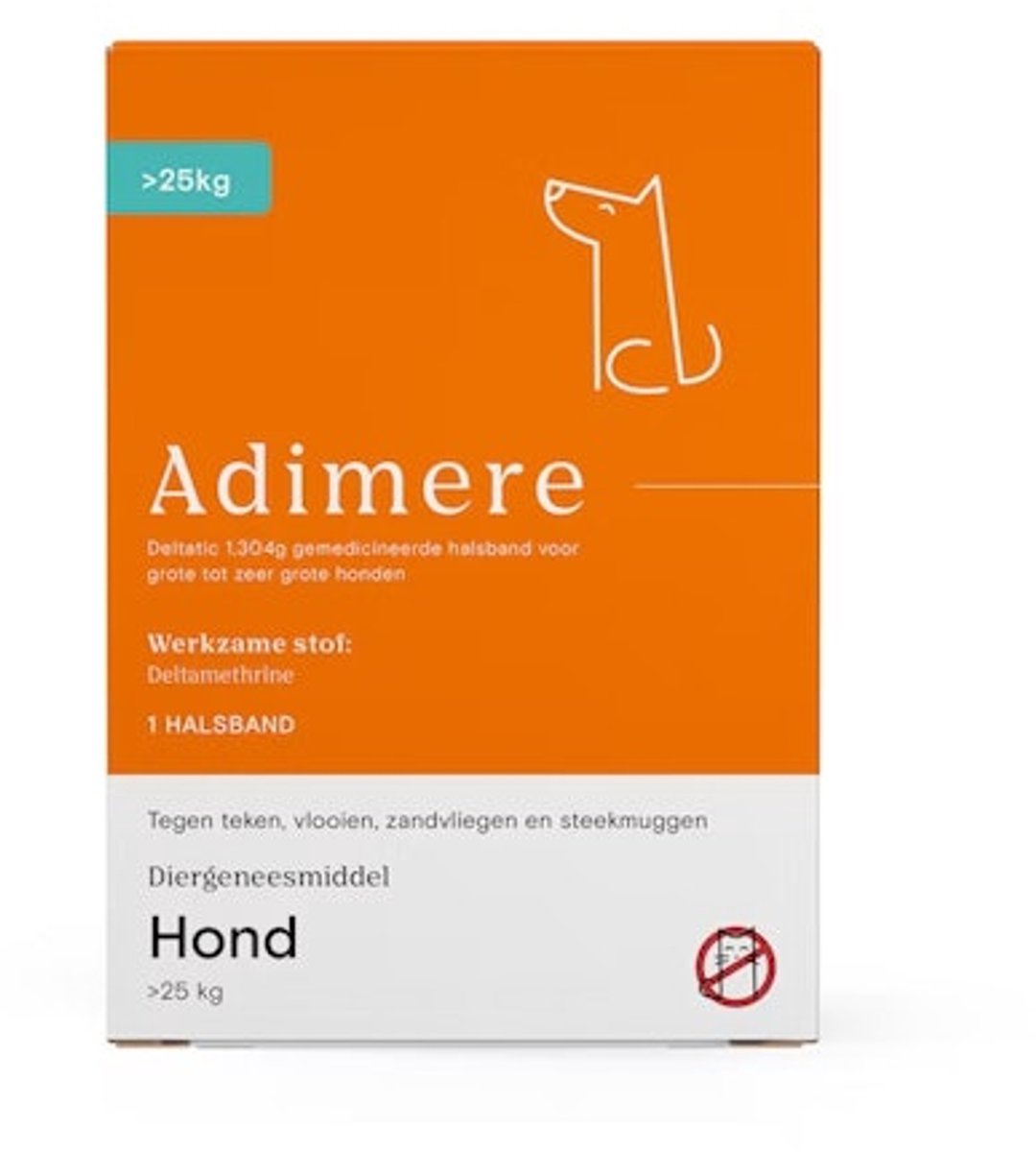 Adimere Vlooienband Hond - 1 Vlooienband - Tegen Vlooien Hond >25kg - Werkzaam tot 6 Maanden