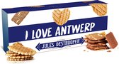 Jules Destrooper Parijse Wafels (100g) & Amandelbrood met chocolade (125g) - "I love Antwerp / j’aime Anvers" - Belgische koekjes - 225g