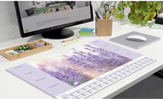 SIGEL H6365 Bureauonderlegger van papier, 2 jaar en weekoverzicht, design bureau, A2 (59,5 x 41 cm), met beschermband, zwart en wit, 40 vellen
