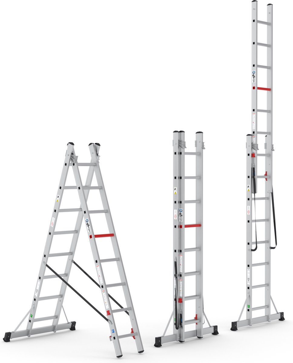 Professionele Ladder | 2-delig | 2x8 Sporten | reformladder | ladder | trapladder | schuifladder – foto 5