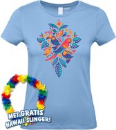 T-shirt Tropicana Oiseaux Femme | Toppers in concert 2024 | Club Tropicana | Chemise hawaïenne | Vêtements Ibiza | Dames bleu clair | taille S