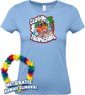 T-shirt femme Tropical Orange Sunrise | Toppers in concert 2024 | Club Tropicana | Chemise hawaïenne | Vêtements Ibiza | Dames bleu clair | taille S