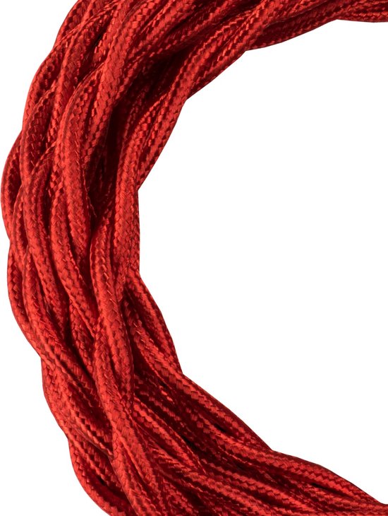 Textielsnoer gedraaid Metallic Rood 3 meter