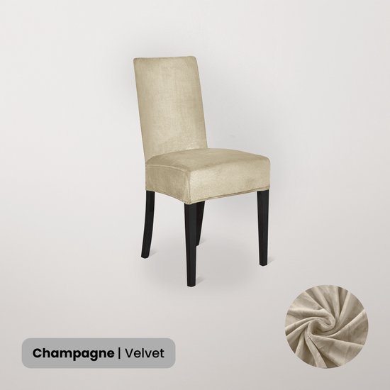 BankhoesDiscounter Velvet Stoelhoes – Champagne – Eetkamer Stoelhoezen – Stoelhoezen Eetkamerstoelen – Stoelhoezen Stretch