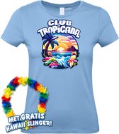 Dames t-shirt Colorful Tropics | Toppers in Concert 2024 | Club Tropicana | Hawaii Shirt | Ibiza Kleding | Lichtblauw Dames | maat XL