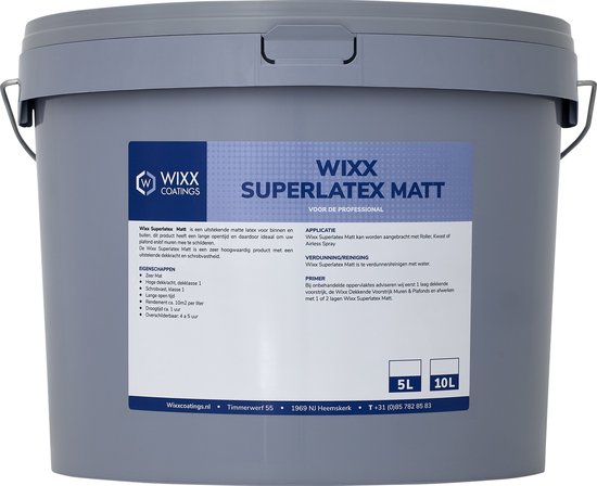 Wixx Superlatex Matt binnen en buiten - 5L - RAL 9010 Zuiverwit
