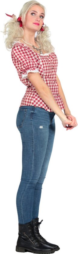 Wilbers & Wilbers - Costume paysan du Tyrol et de l'Oktoberfest - Chemisier tyrolien séduisant à carreaux rouges et Wit pour femme - Rouge, Wit / beige - Taille 36 - Fête de la bière - Déguisements