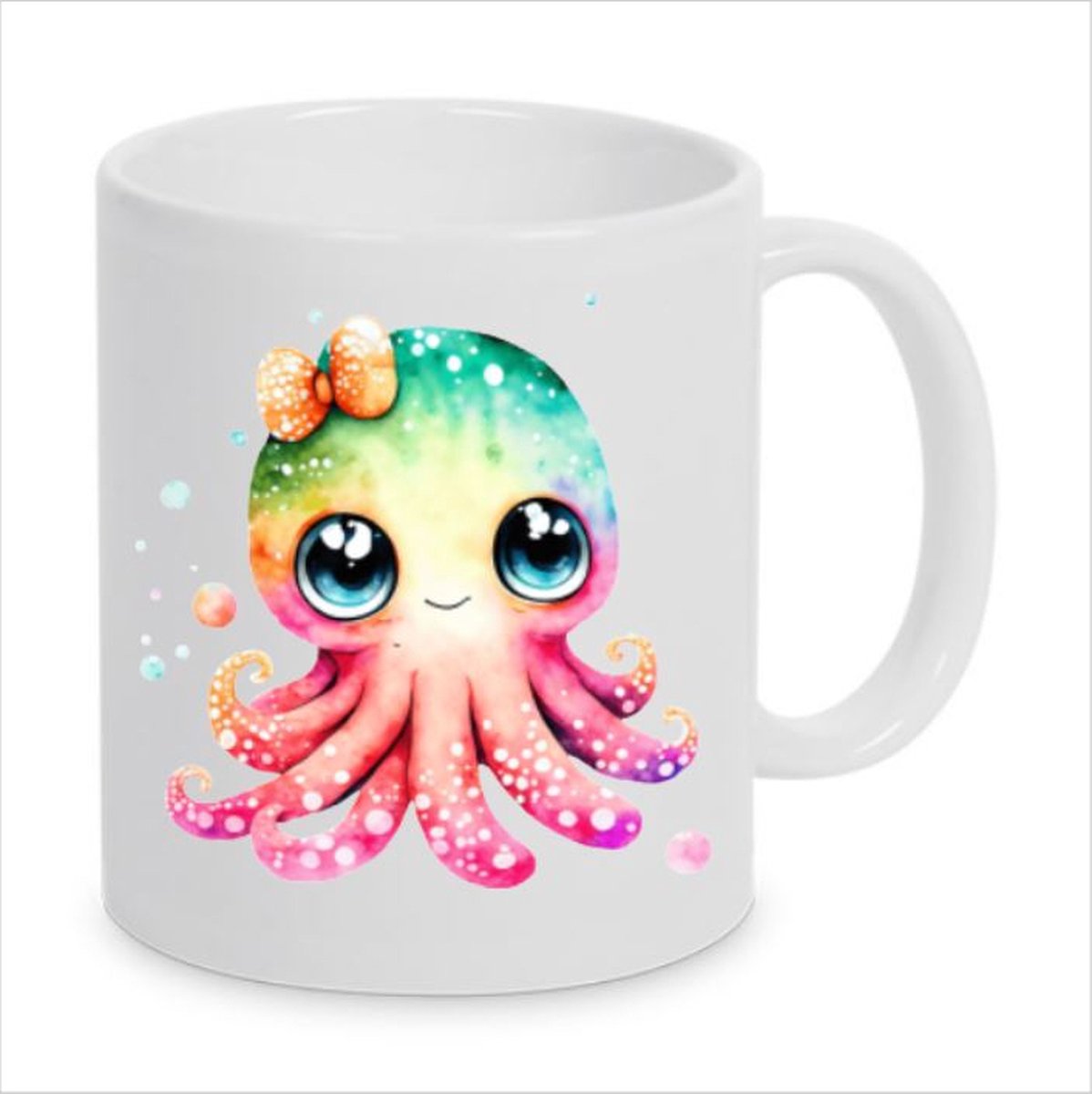 Bedrukte mok met Octopus en Hoera B, Diploma B, Zwemdiploma, B, Bedrukte mok Octo, Hoera B