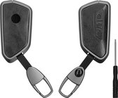 Étui pour clé de voiture kwmobile adapté à la clé de voiture à 3 boutons VW Golf 8 - Boîtier pour clé de voiture avec porte-clés - Étui pour clé en simili cuir - En noir / noir métallisé