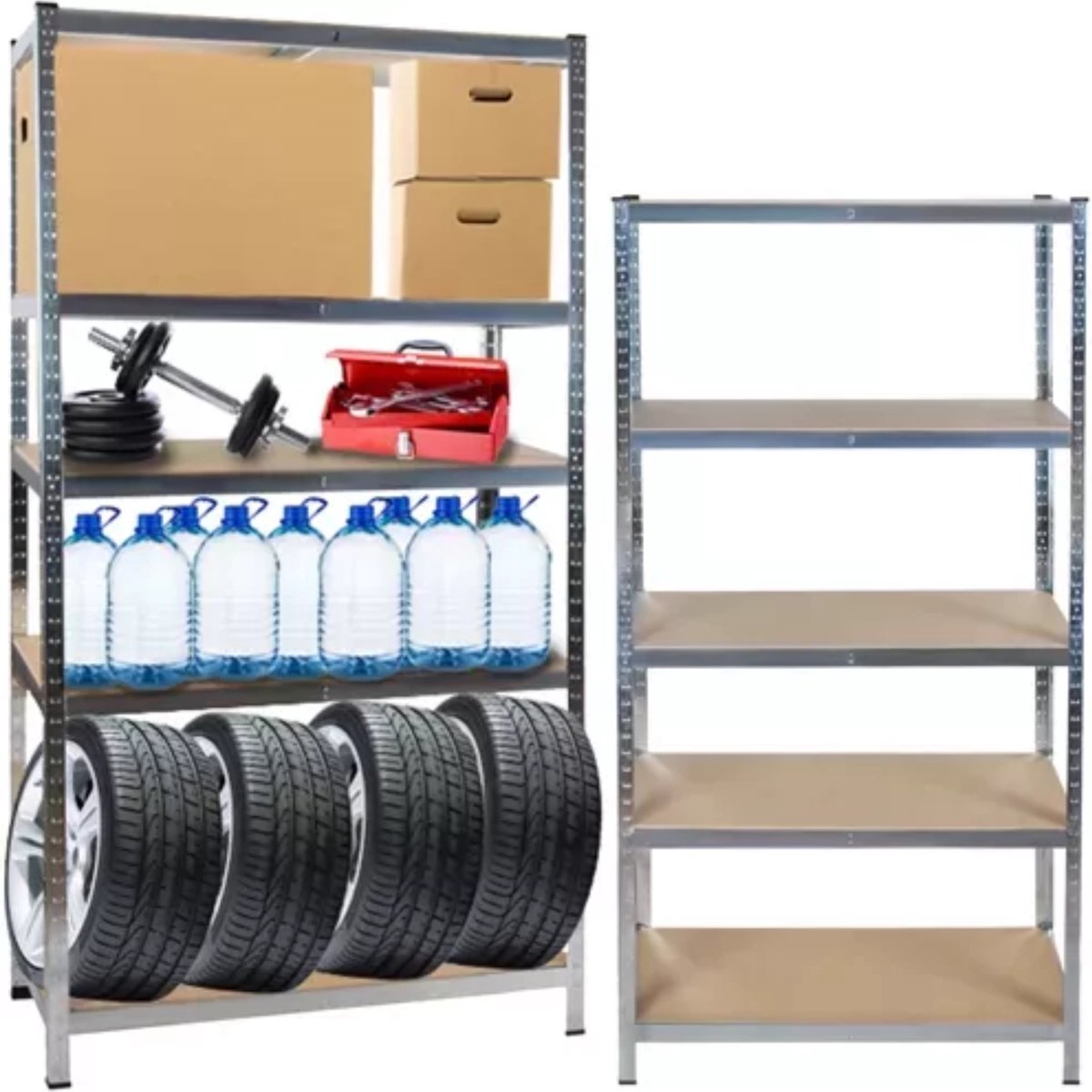 Songmics Stalen stellingkast met 5 etages, capaciteit 600kg, 50x100x200cm, blauw | Leen Bakker