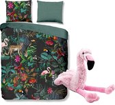 Dekbedovertrek Funky - 1 persoons - afmeting 140x200/220 cm - 100% katoen - inclusief pluche knuffel