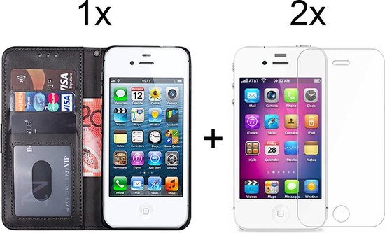 iPhone 4 en iPhone 4S hoesje bookcase wallet case portemonnee book cover -... | bol.com