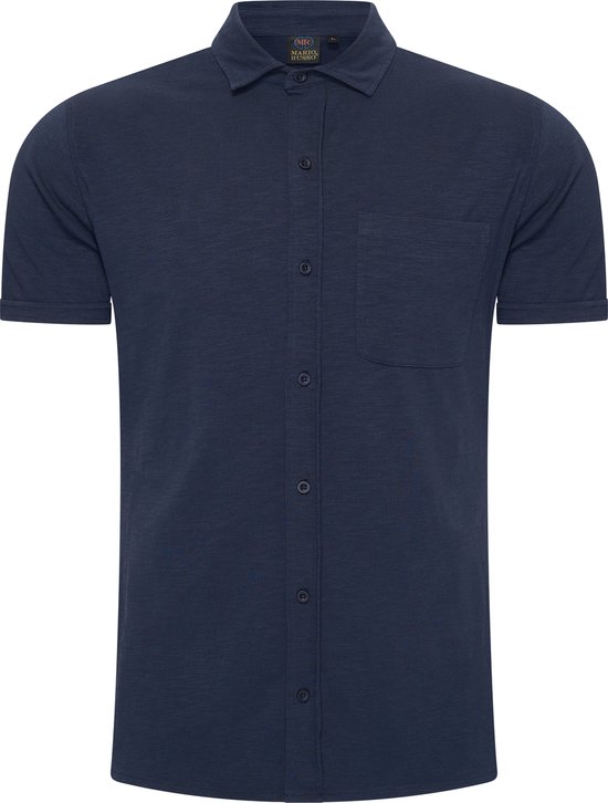Mario Russo Korte Mouwen Overhemd - Overhemd heren - Polo Shirt Heren - t shirt heren - XXL - Navy