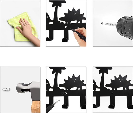 Porte-manteau mural dinosaures crèche jungle safari - porte-manteau 6 crochets chambre bébé