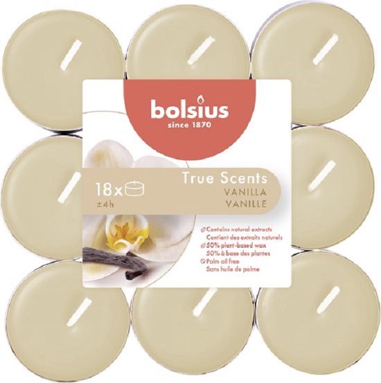 2x Bolsius Geurtheelicht - True Scents - Vanilla - 18stuks