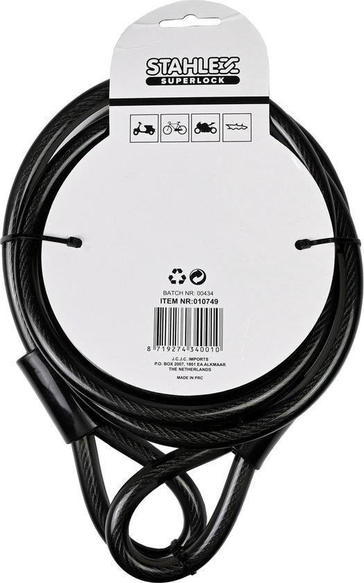 Stahlex Staalkabel met lussen - 2 meter - 12 mm - Geplastificeerd - Diefstalpreventie van Stahlex — afbeelding 4