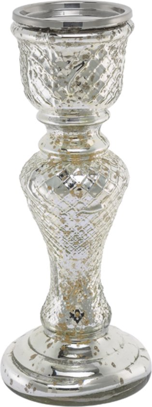 Decoratieve zilveren en gouden glazen kandelaar H31