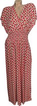 Dames maxi jurk met blokprint S/M Rood/roze/groen