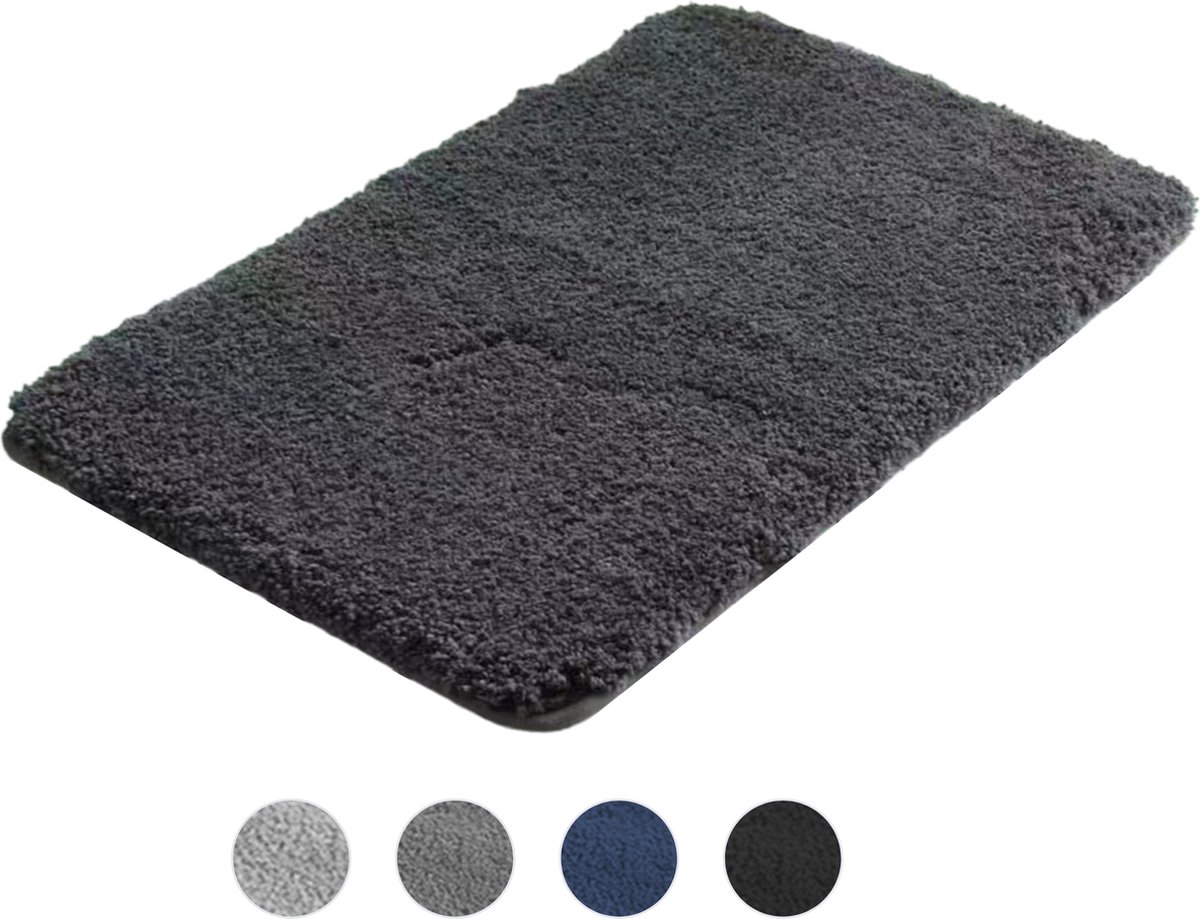 AKSA Home® Badmat 50x80 cm - Douchemat antislip - Badmat antislip - Badkamermat - Vloerkleed - Donkergrijs