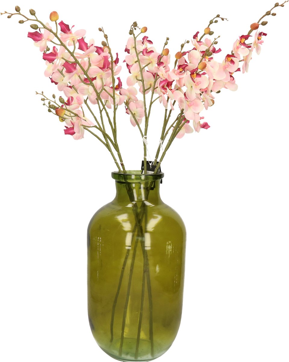 Mica Decorations Kunstbloemen Orchidee tak - 5x - lichtroze - 75 cm - Kunst zijdebloemen - siertakken - planten - bloemetjes