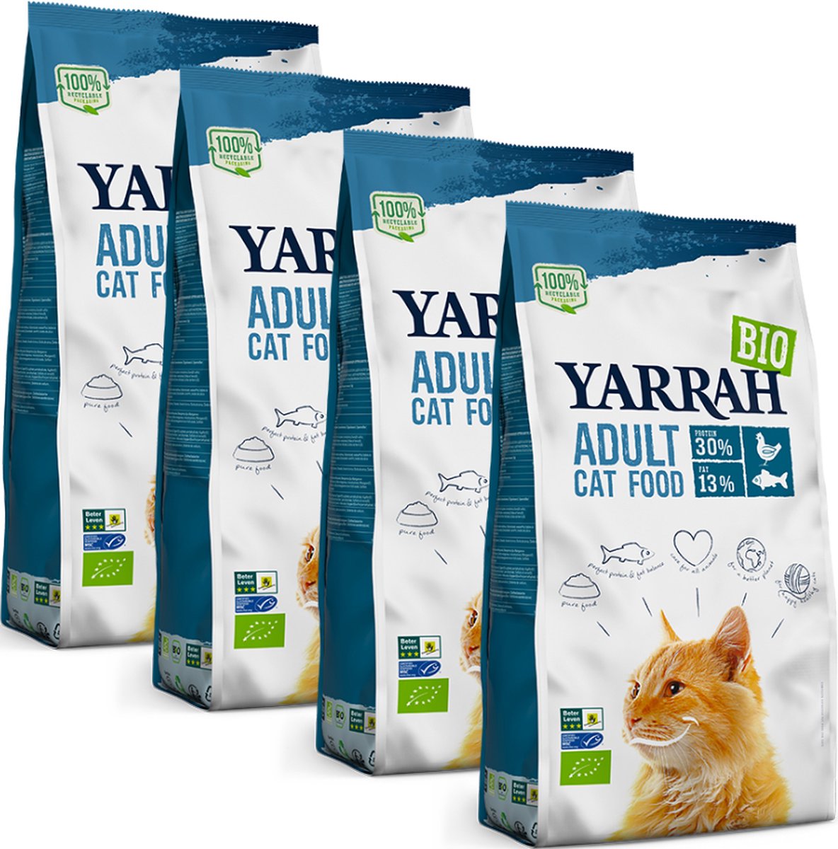 Yarrah biologisch kattenvoer met Vis - biologisch - 4x 800 gram