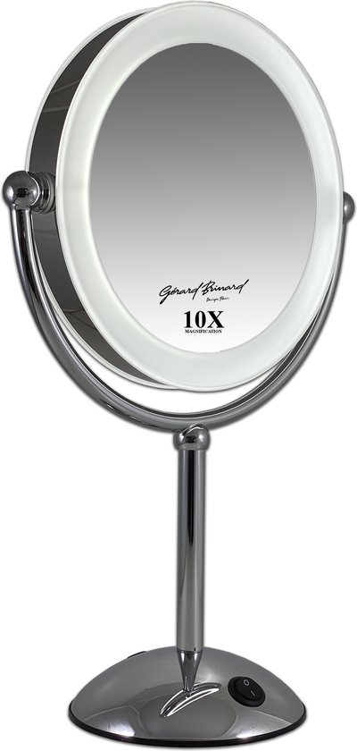 Gérard Brinard verlichte make-up spiegel LED spiegel incl. batterij & USB kabel - 10x vergroting - Ø22cm spiegels
