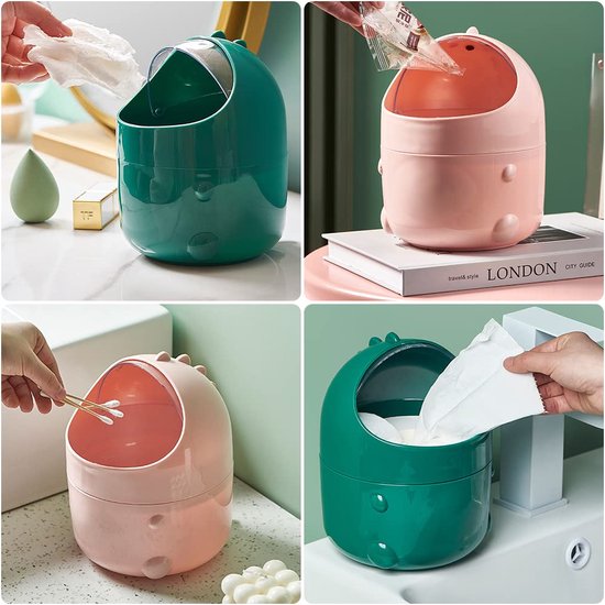 Gitany 1,8L Desktop Afvalbak, Mini Prullenbak met Deksel (Grijs
