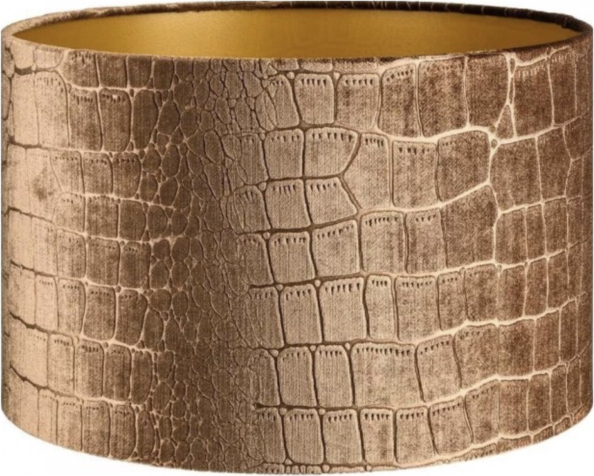 Lampenkap Cilinder Short Croco Velvet Brons Goud Ø 20cm