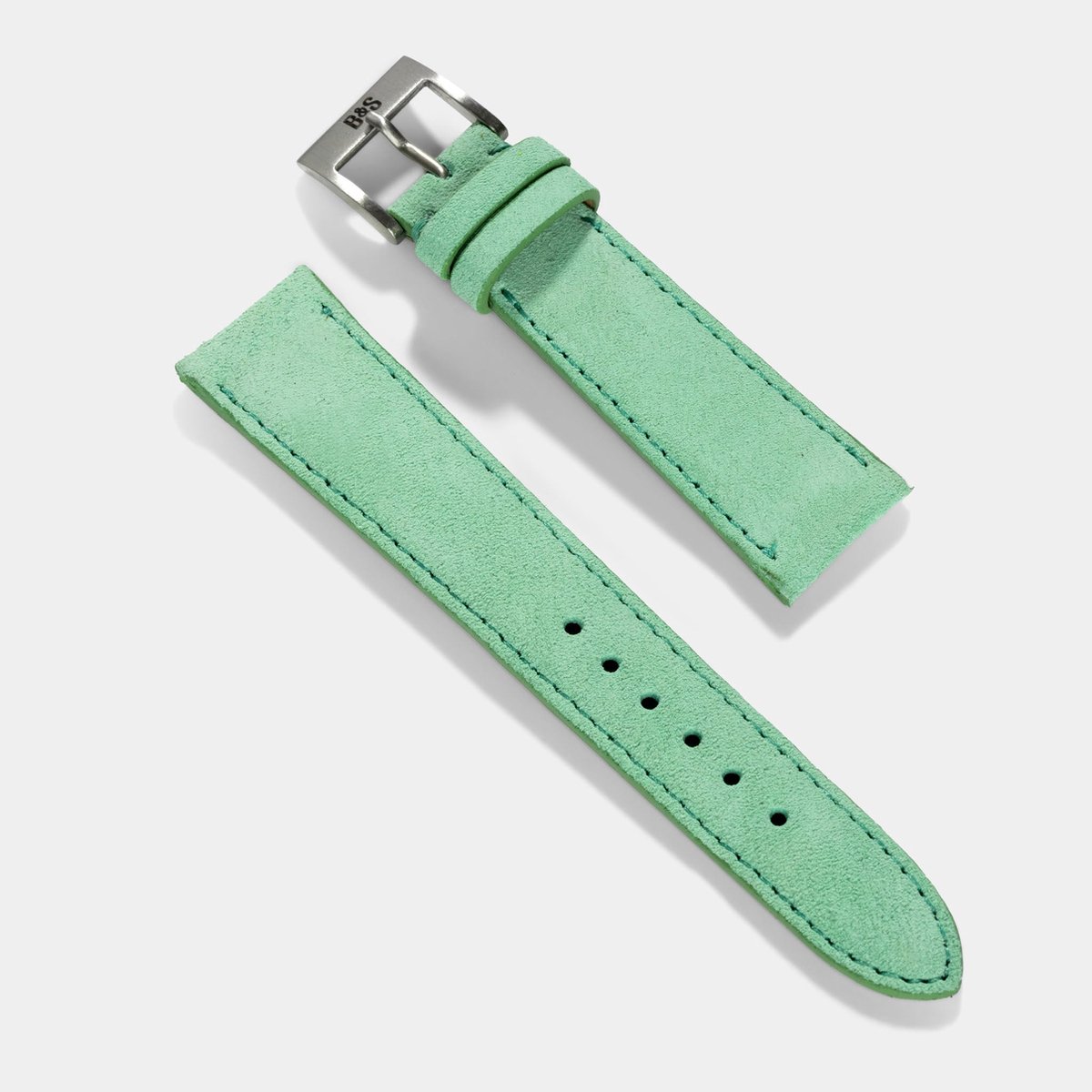 BS Leren Horlogeband Luxury - Mint Suede - 20mm