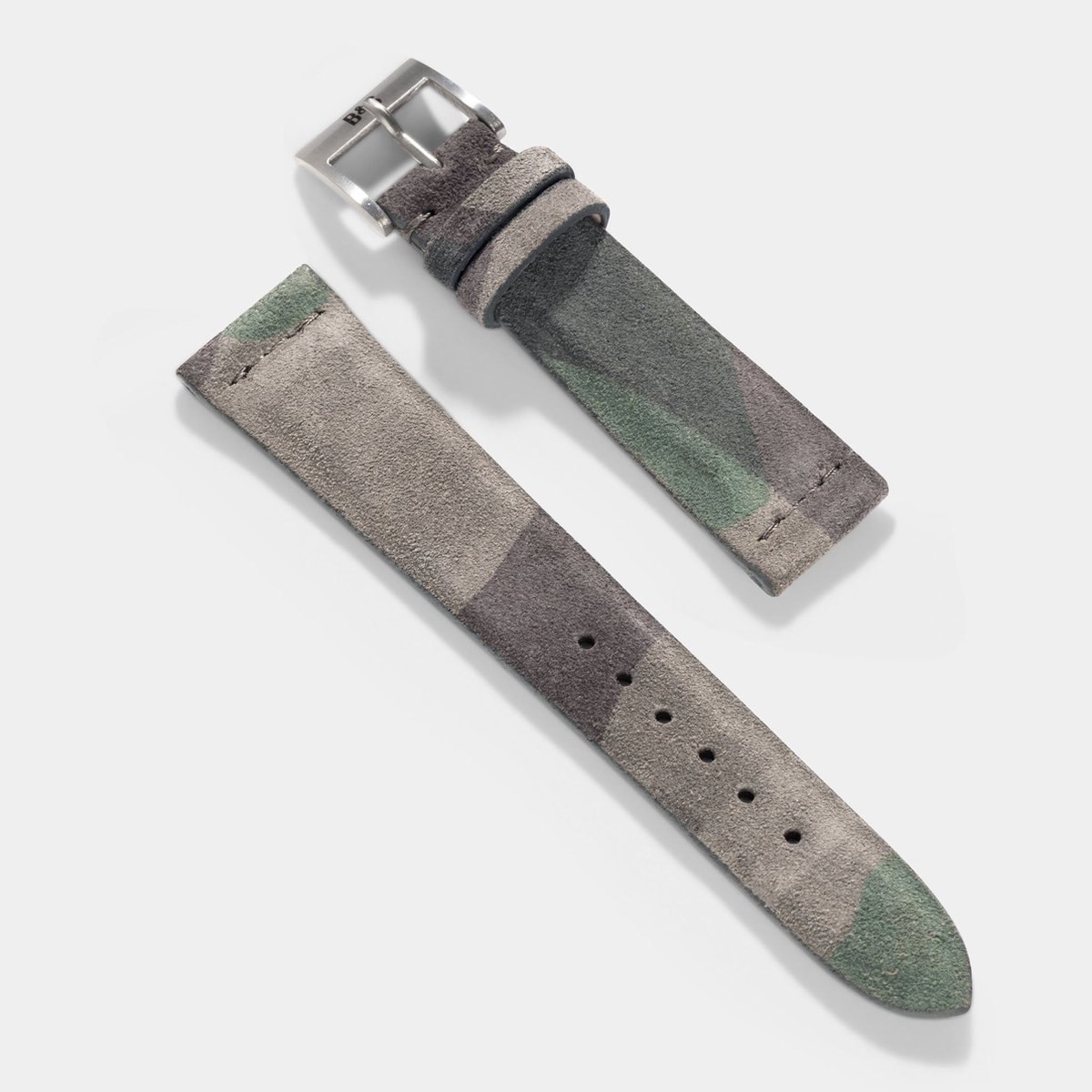 BS Leren Horlogeband Luxury - Camo Grey Suede - 20mm