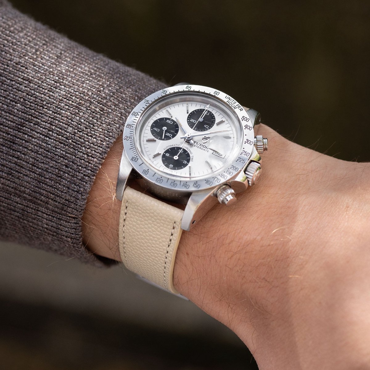 BS Leren Horlogeband Luxury - Pebbled Creme Tonal - 20mm