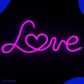 Neon Lamp - Love Hart Roze - Incl. Ophanghaakjes - Neon Sign - Neon Verlichting - Neon Led Lamp - Wandlamp