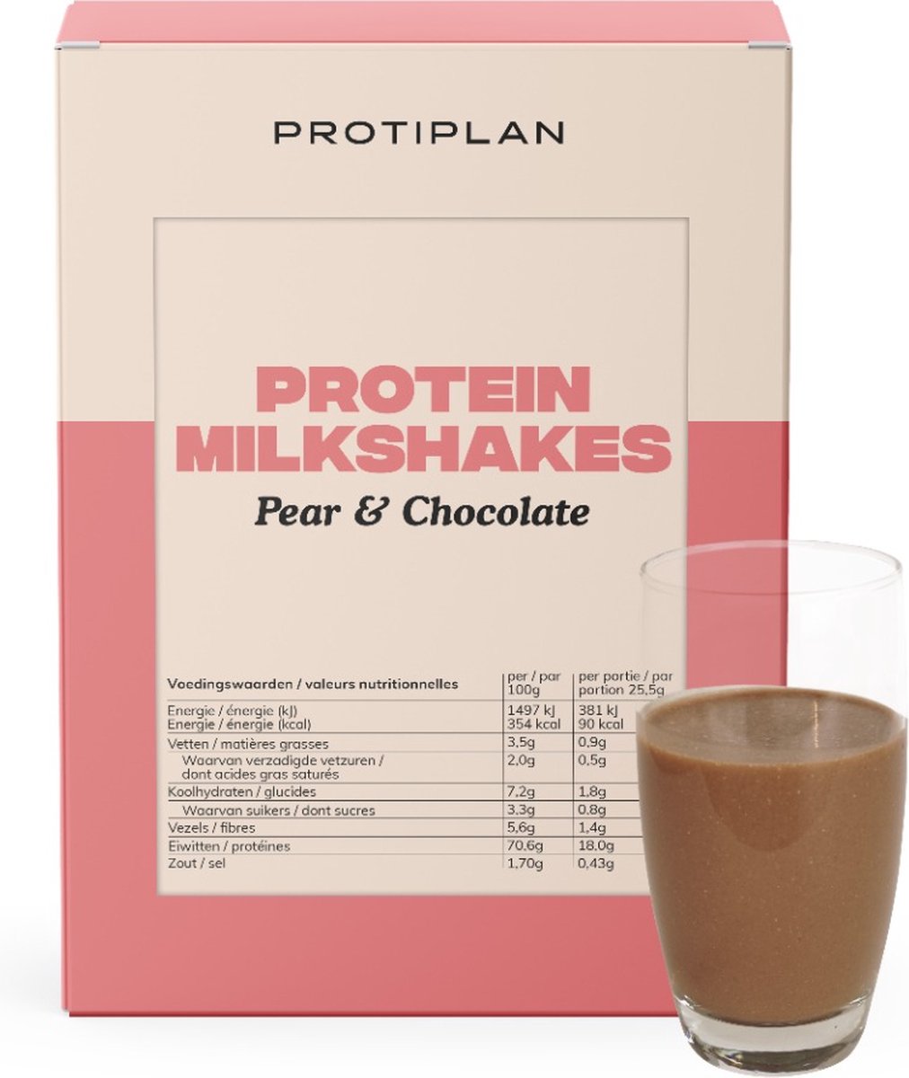 Goedkoopste Protiplan | Milkshake Peer Chocolade | 7 x 25,5 gram | Eiwitdieet | Proteïne shake | Past in een koolhydraatarme levensstijl