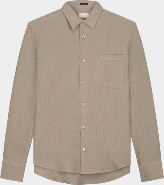 Dstrezzed Overhemd Axton Taupe - Maat XL - Heren - Overhemden Casual